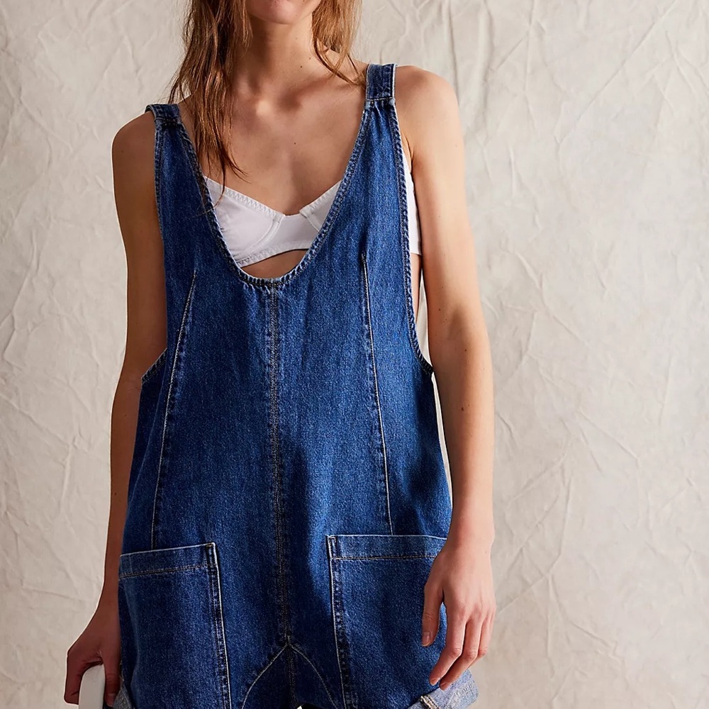 Free People High Roller Denim Overalls